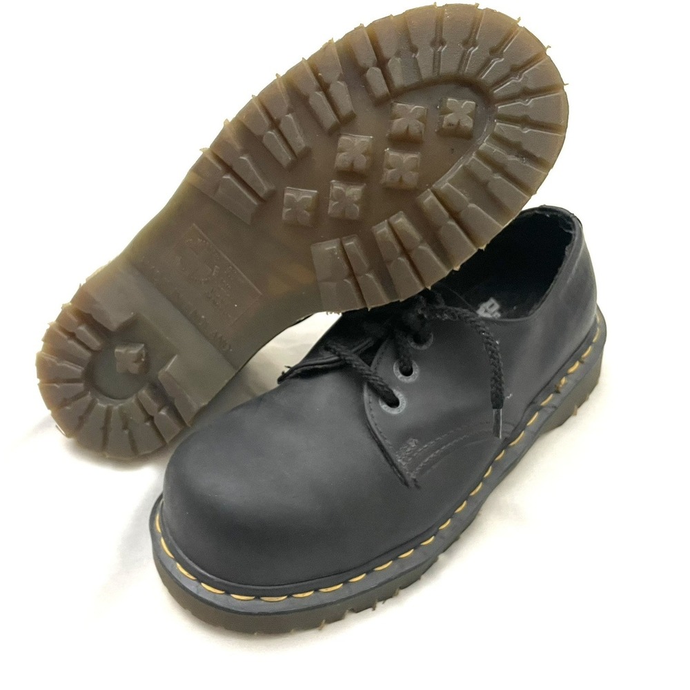 Vintage Dr. Martens Women's Industrial Steel Toe Shoes Size 6 Made in England‎